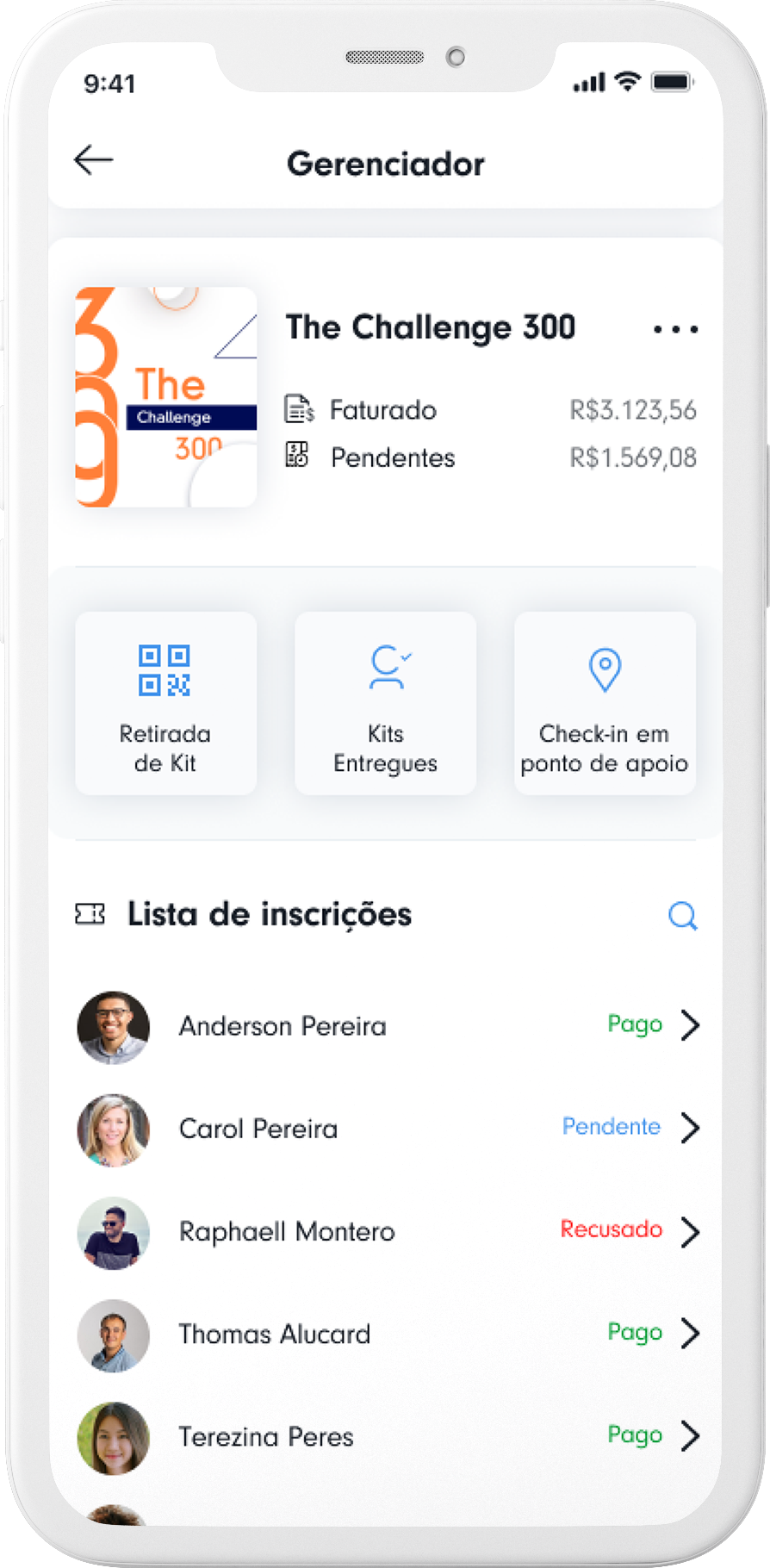 Imagem do menu do aplicativo